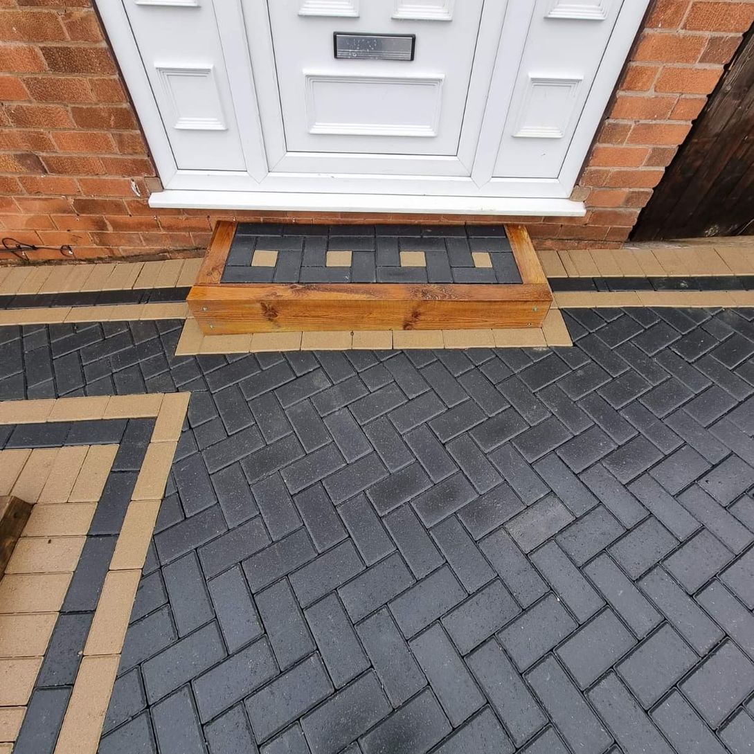 block paved driveway and steps