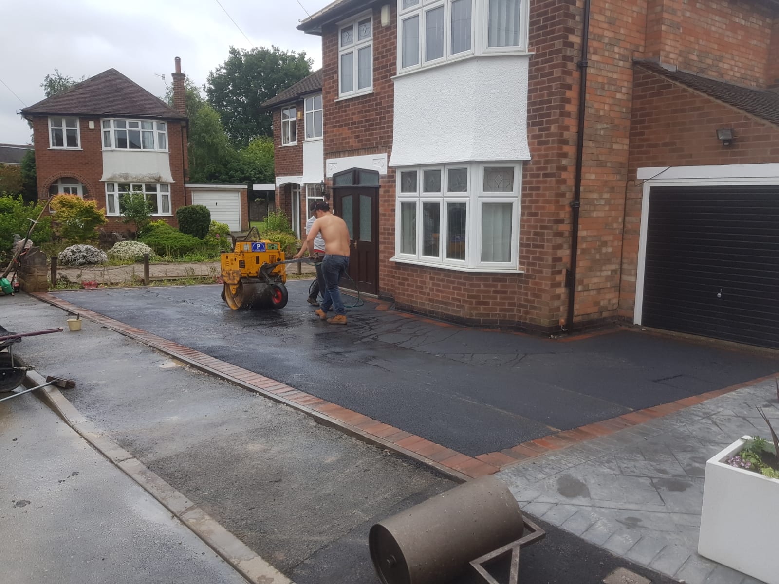 Our team working on a new tarmac driveway in Barnsley