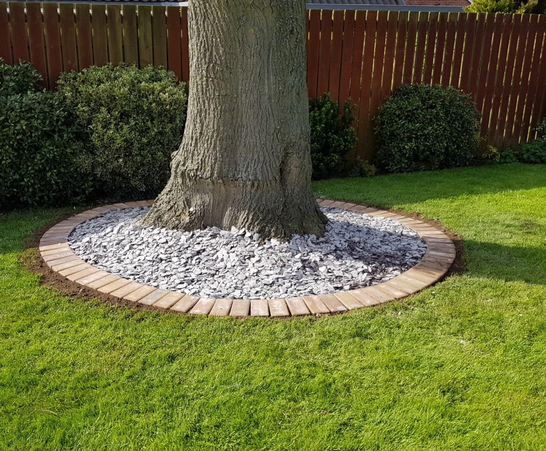 Decoration added around a tree for a customer