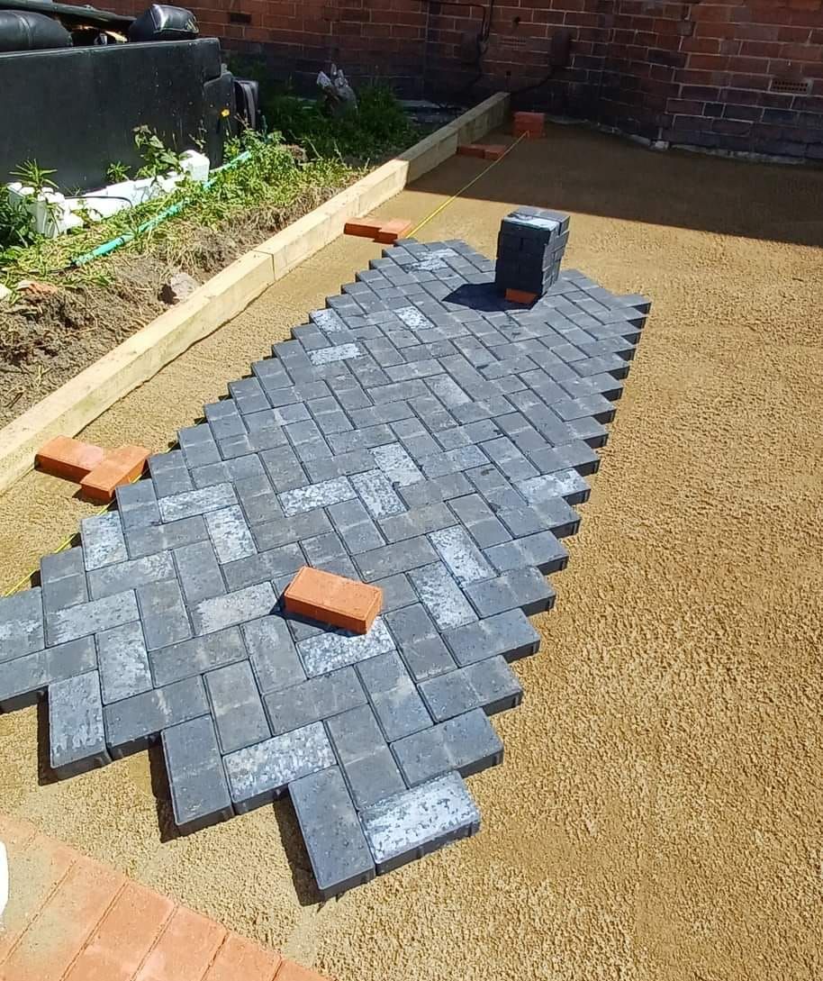 block paved driveway in progress
