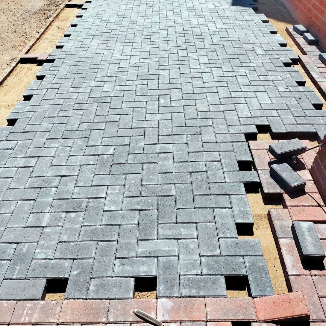 block paved driveway in progress